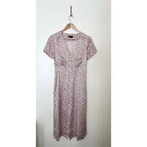 J. Crew Floral Midi Dress in White and Pink